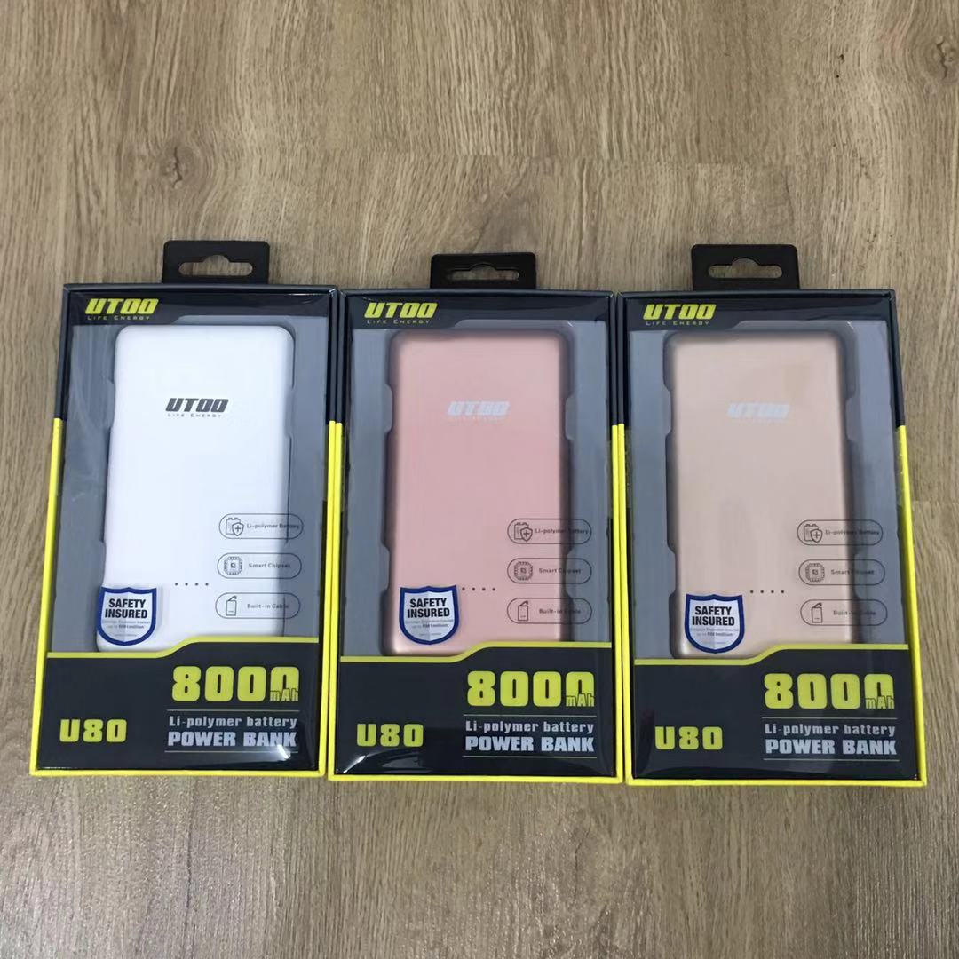 (ROSE GOLD)UTOO U80 8000mAh Power Bank Li-Polymer Battery(READY STOCK)